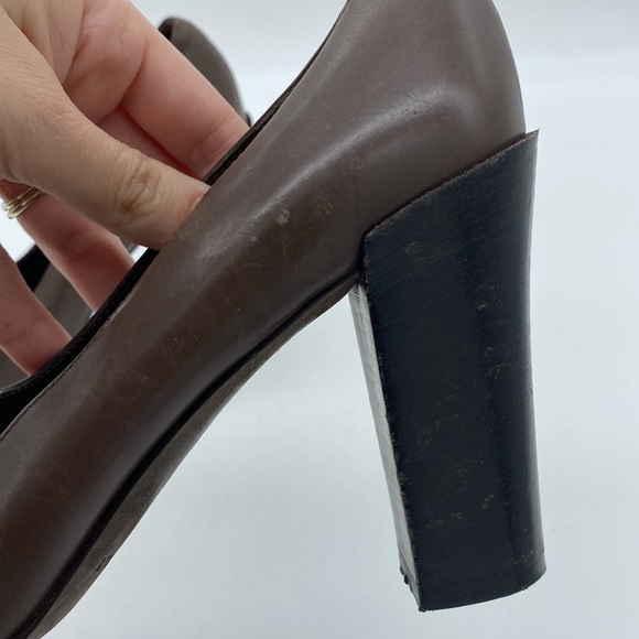 Michael Kors Slip On Heels Loafers Brown Leather Womens Size 6.5 - Picture 11 of 16